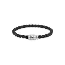 MONTBLANC STEEL AND LEATHER BRACELET WITH 3-RING CLASP 130896