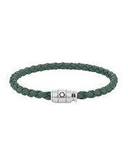 MONTBLANC STEEL AND LEATHER BRACELET WITH 3-RING CLASP 133151