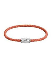MONTBLANC STEEL AND LEATHER BRACELET WITH 3-RING CLASP 13429163