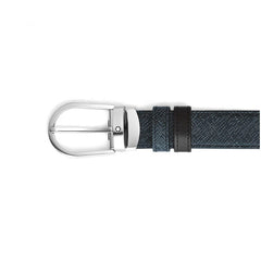 MONTBLANC CINTURA REVERSIBILE TWEED BLUE/NERO 220965
