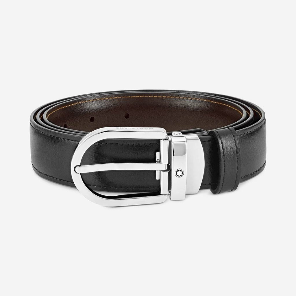 MONTBLANC CINTURA REVERSIBILE NERO/MARRONE 128135