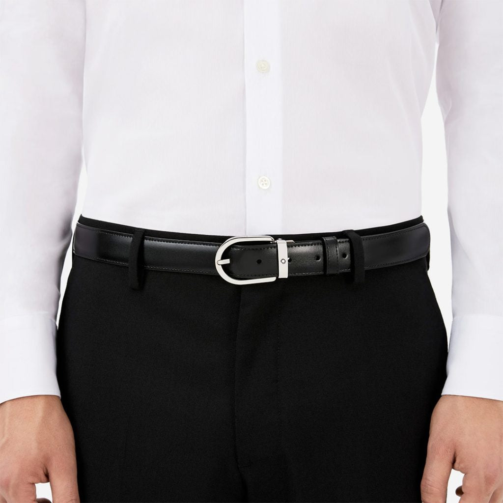 MONTBLANC CINTURA REVERSIBILE NERO/MARRONE 128135