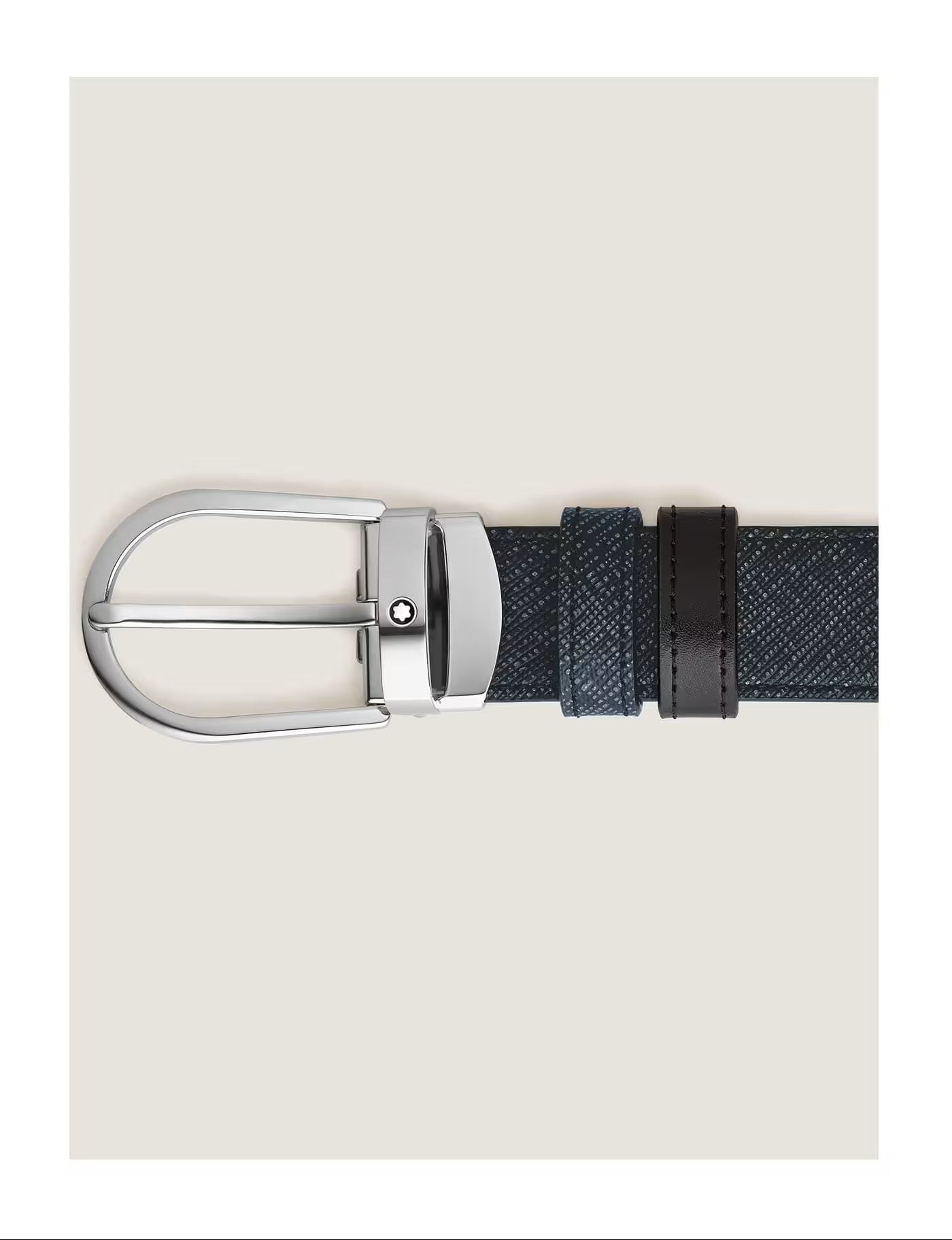 MONTBLANC CINTURA REVERSIBILE TWEED BLUE/NERO 222391