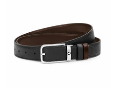 MONTBLANC CINTURA SARTORIAL REVERSIBILE NERO/EBANO CON FIBBIA RETTANGOLARE 30MM 223413